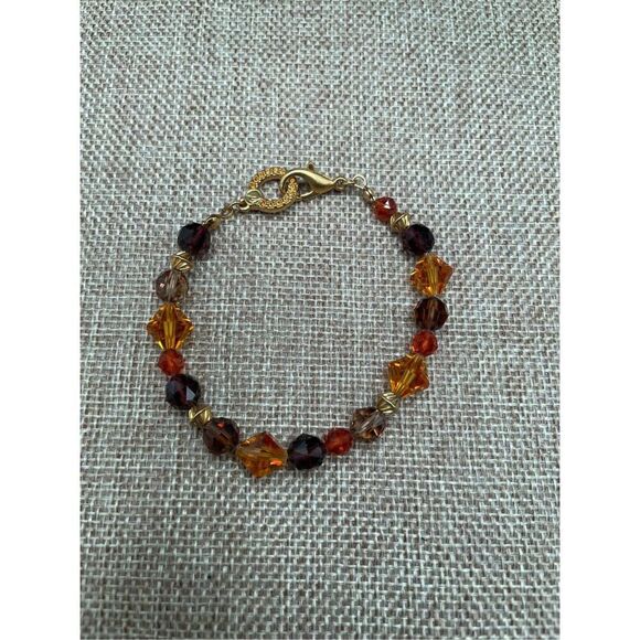 Swarovski And Czech Crystal Beaded Bracelet Goldtone - Picture 9 of 9